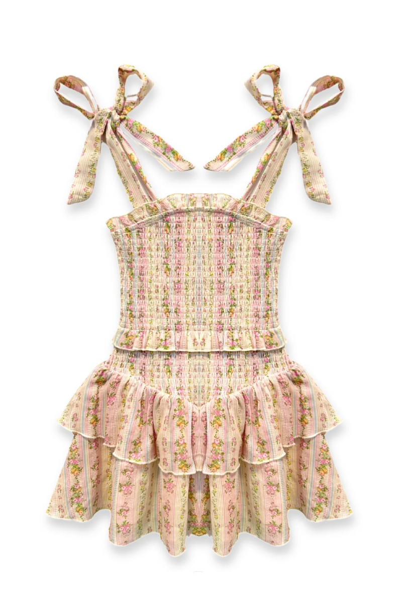 Junior Emerson Dress in Shabby Floral Stripe by Katie J