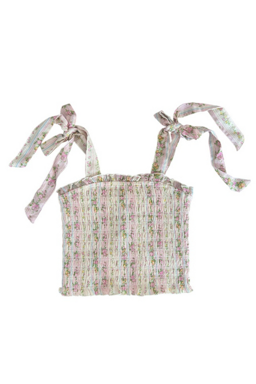 Juniors Sunny Tie Top in Shabby Floral by Katie J NYC