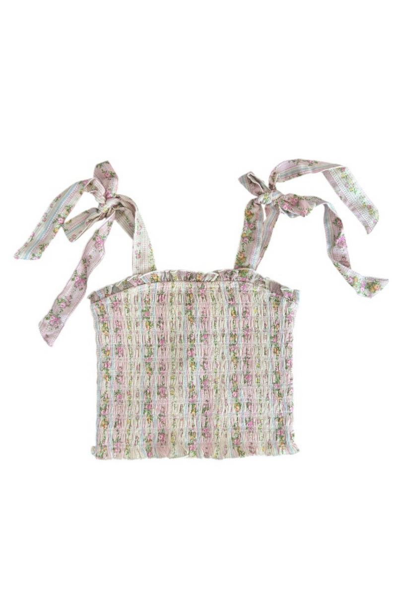 Tween Sunny Tie Top in Shabby Floral by Katie J NYC