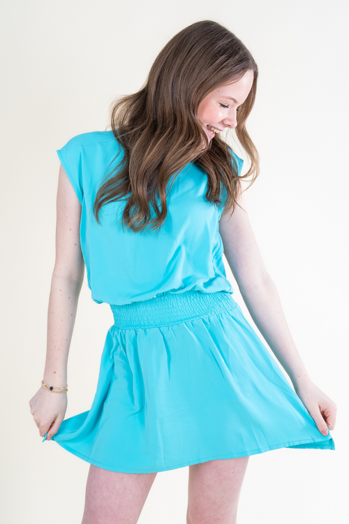 The Josie Dress in Aquamarine by PLEAT