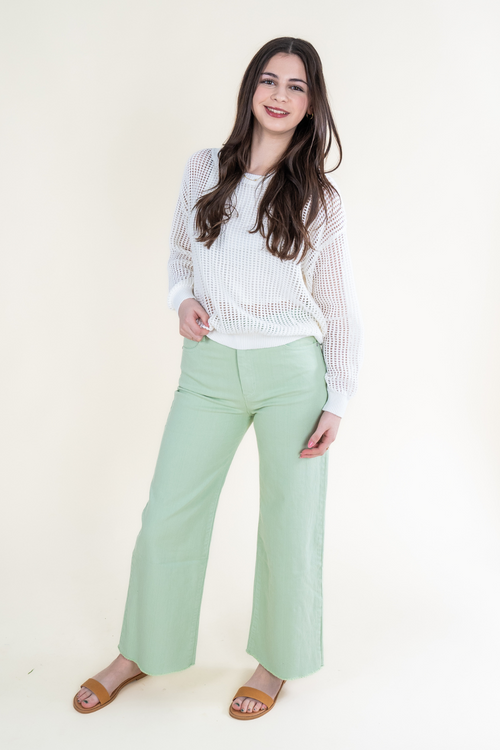 Alice High Rise Denim in Frost Green by Tractr