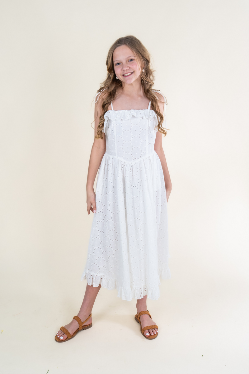 Tween Ivy Dress in White by Katie J