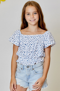 Blue Floral Cap Sleeve Top by Design History