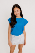 Tween Nilani Ruffle Top in Aqua by Sadie & Sage