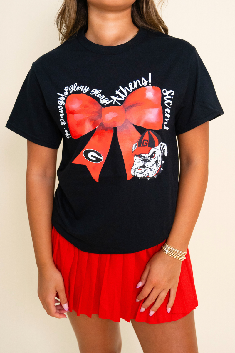Georgia Bulldogs Coquette Bow Graphic Tee