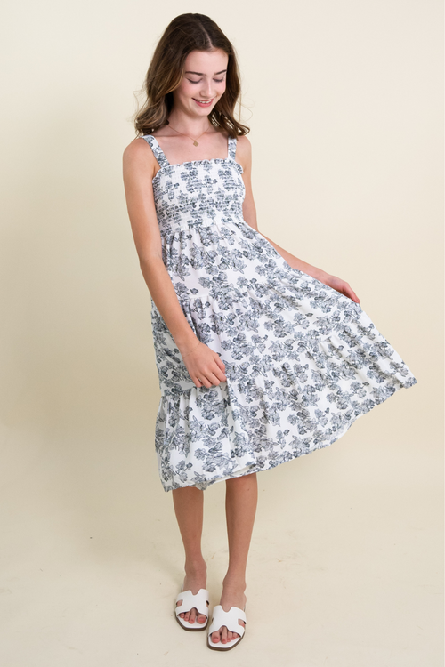 Allie Smocked Tiered Midi Dress