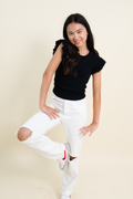 Flutter Sleeve Round Neck Top