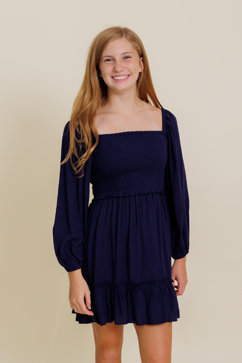 Girls Molly Dress in Evening Blue by Katie J