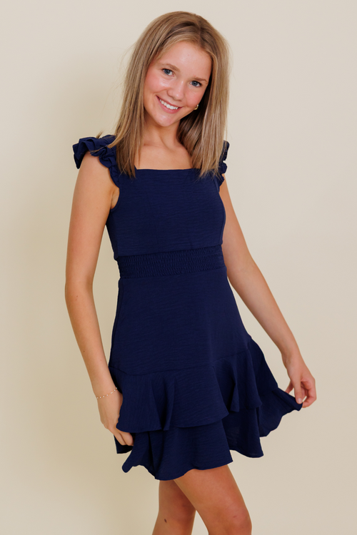 The Tracy Dress in Navy by Miss Behave