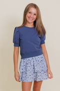 Riley Short Sleeve Puff Sweatshirt by PLEAT