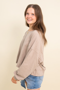 Long Sleeve Cotton Slub Open Back Top