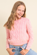 Ashley Crop Cable Knit Sweater