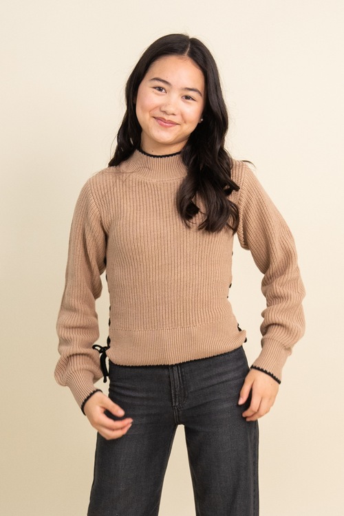 Vintage Havana Mockneck Cable Knit Sweater