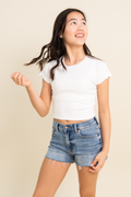 Ribbed Cap Sleeve Baseball Tee By TENLY