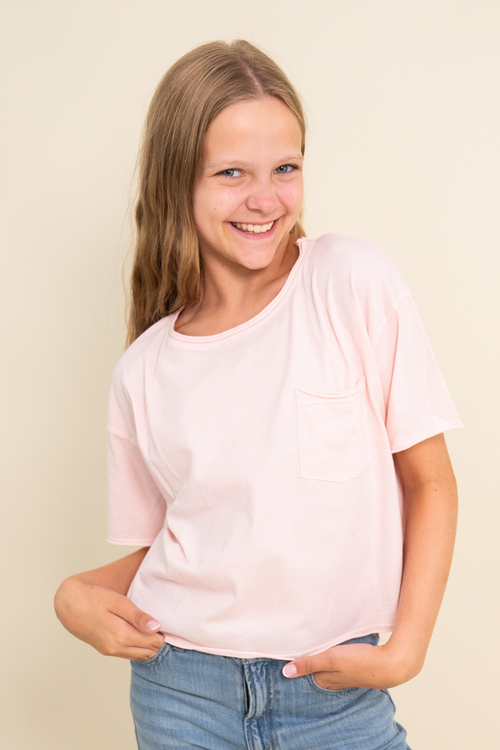 Cotton Jersey Raw Edge Pocket Tee By TENLY