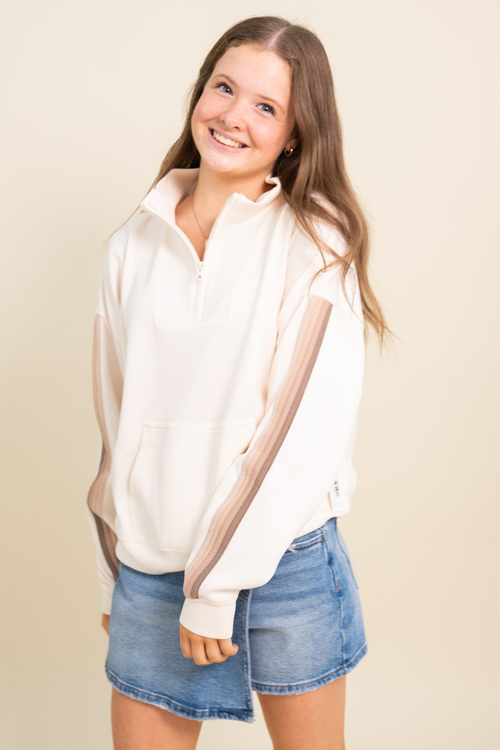Cloud Fleece Striped Quarter Zip by Vintage Havana