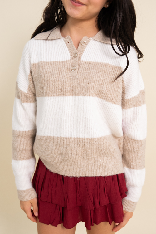 Addy Striped V-Neck Sweater By Love Daisy