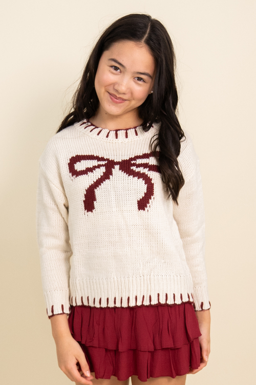 Stitched Bow Sweater By Love Daisy