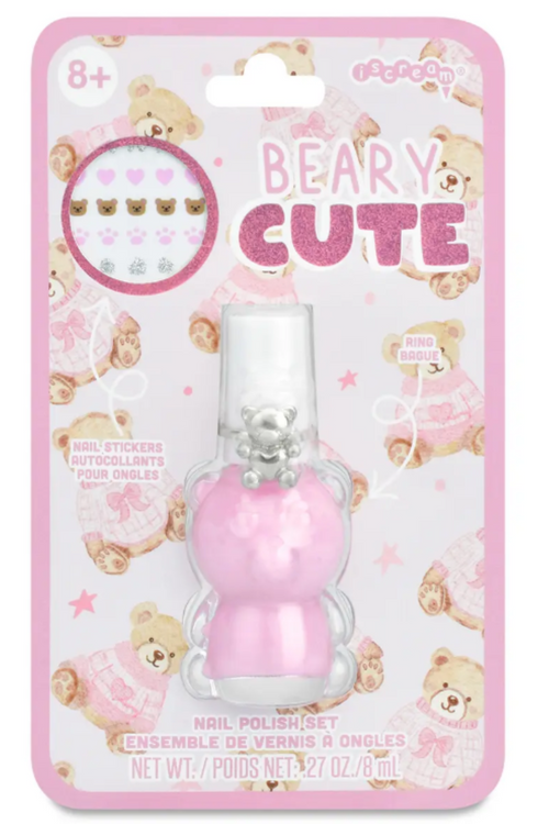 Teddy Bear Nail Polish Ring Set