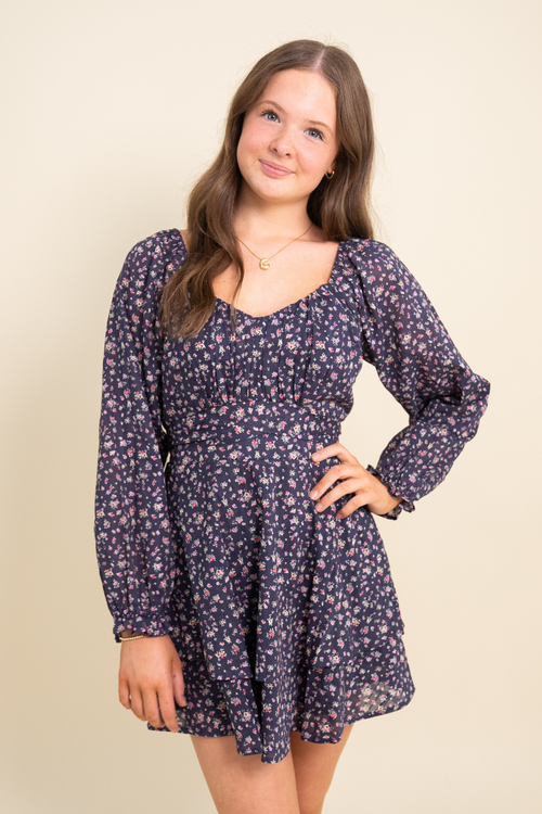 Katie J Juniors Delilah Dress in Midnight Ditsy