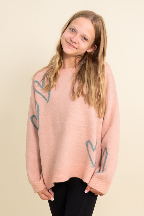 Boxy Hearts Sweater By TENLY