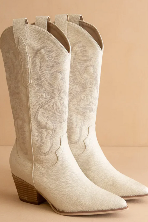 The Amaya Ivory Classic Cowgirl Boot