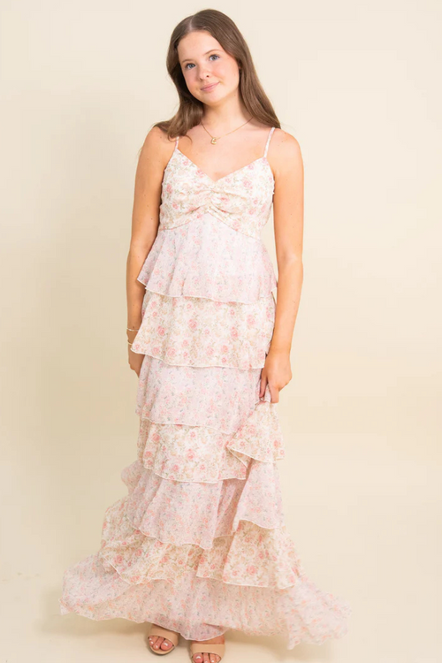 Madison Romantic Floral Tiered Maxi Dress
