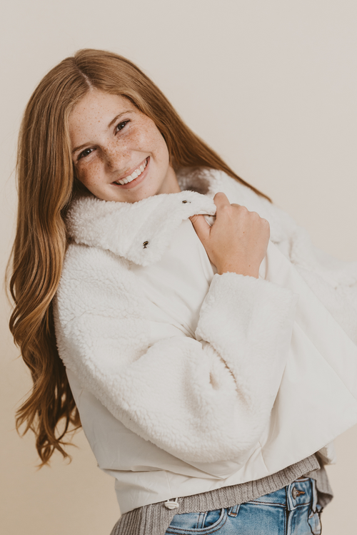 Ivory Sherpa Fleece Jacket by Vintage Havana
