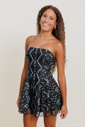 Lucy in the Sky Strapless Fit and Flare Dress in Black