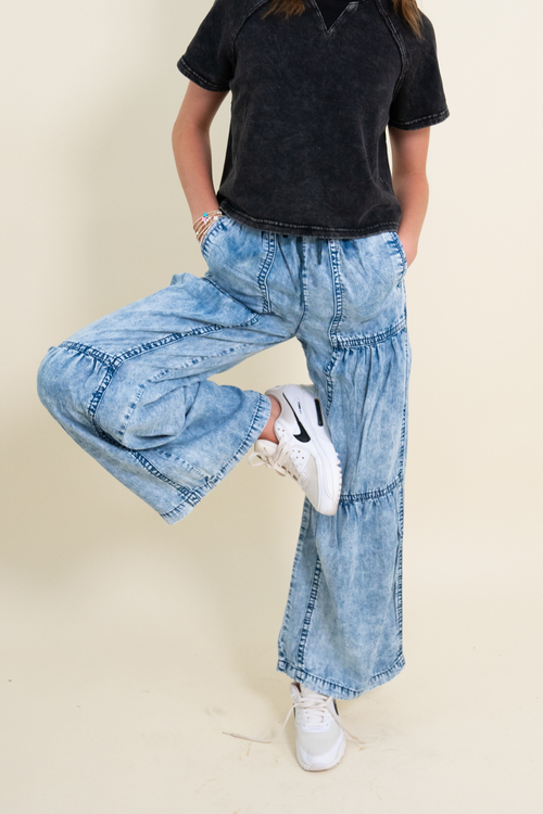 Girls Drawstring Wide Leg Pants by Tractr