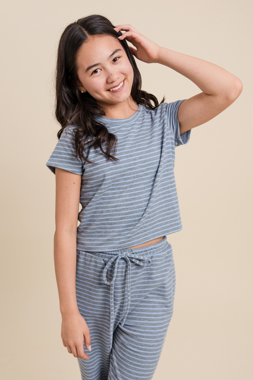 Cotton Stripe Short Sleeve Top