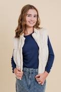 Girls Oatmeal Puffer Vest by Sadie & Sage