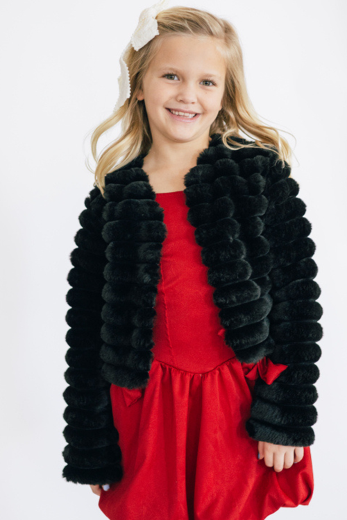 Flowers By Zoe Black Lined Fur Coat