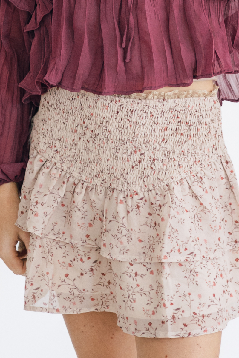 Zara Smocked Floral Skirt