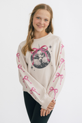 Embroidered Bow & Disco Ball Sweatshirt by Paper Flower