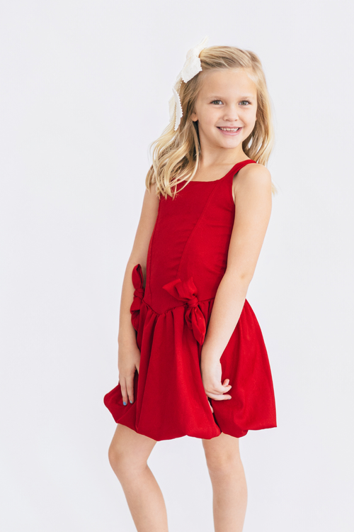 Flowers By Zow Red Satin Bow Dress