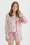 Nutcracker Satin Button Up PJ Set By Peach Love California