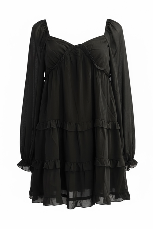 Girls Annalise Dress in Black Sky Georgette by Katie J