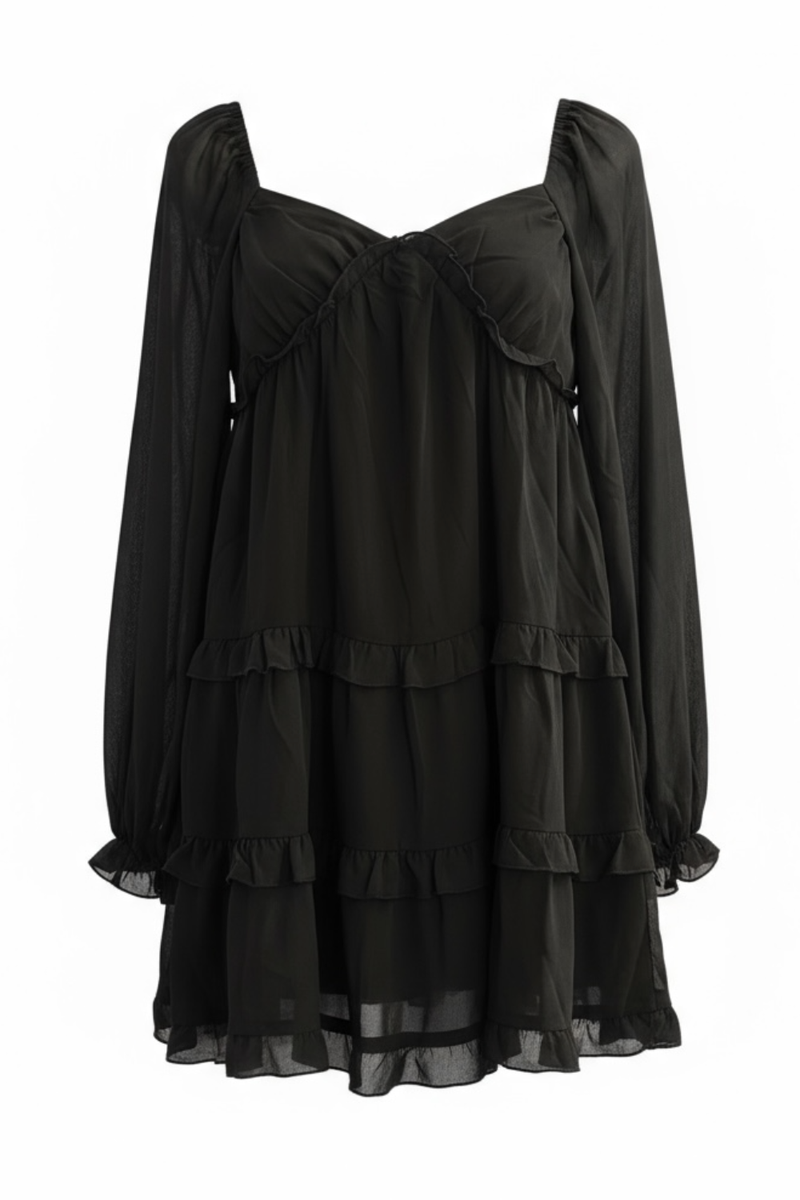Girls Annalise Dress in Black Sky Georgette by Katie J