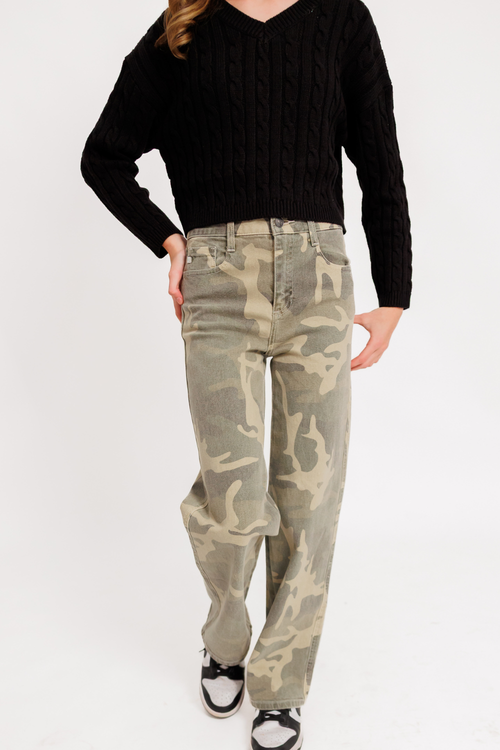 KanCan Girls Camo Wide Leg Jean