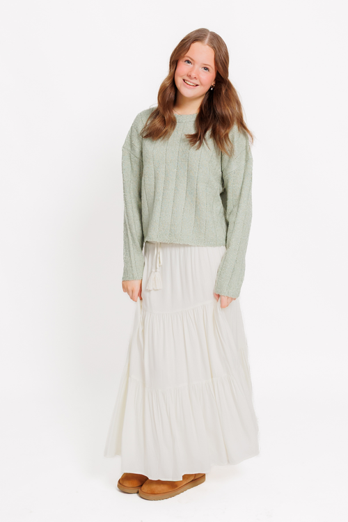 Juniors Esme Maxi Skirt in Vintage White by Katie J NYC