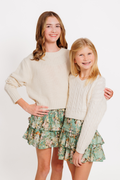 Girls Bianca Skirt in Sage Baroque Floral by Katie J