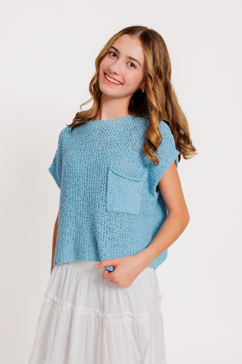 Pocket Detail Crop Sweater