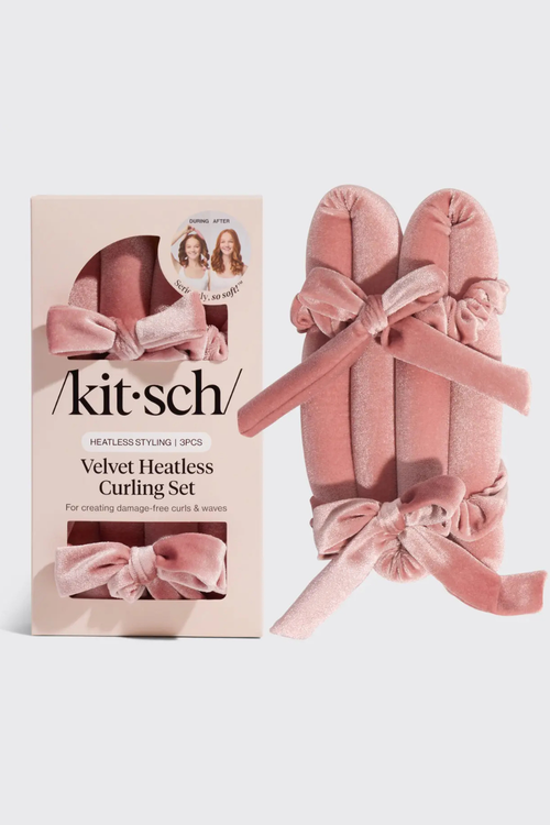 Terracotta Velvet Heatless Curling Set