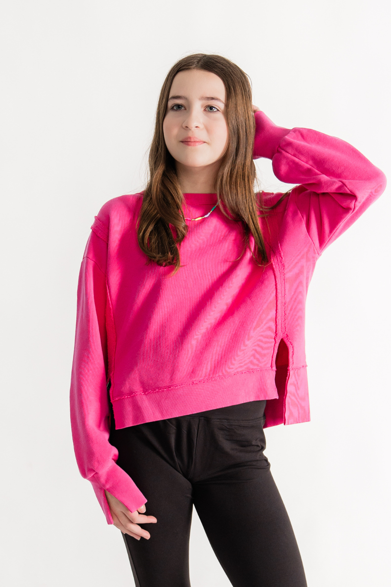 Jenna Hi-Lo Contrast Pullover by TENLY