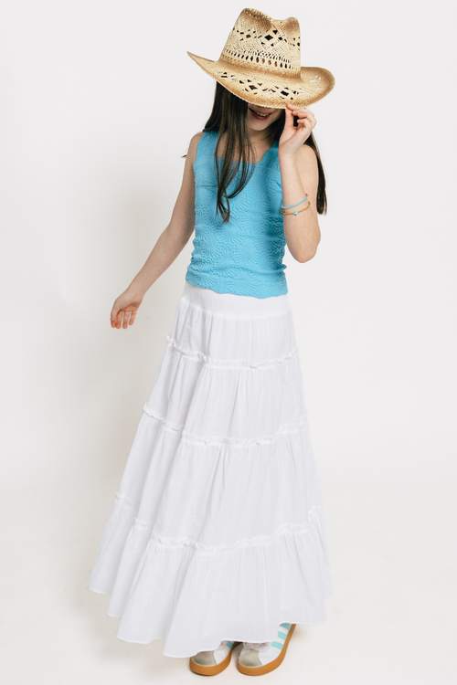 Girls Meadow Maxi Skirt in White by Katie J NYC