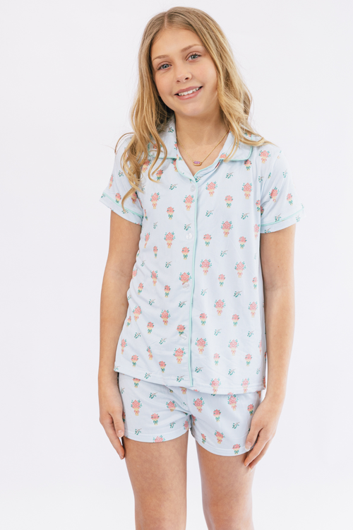 Girls Love Blooms Here Shorts Sleep Set