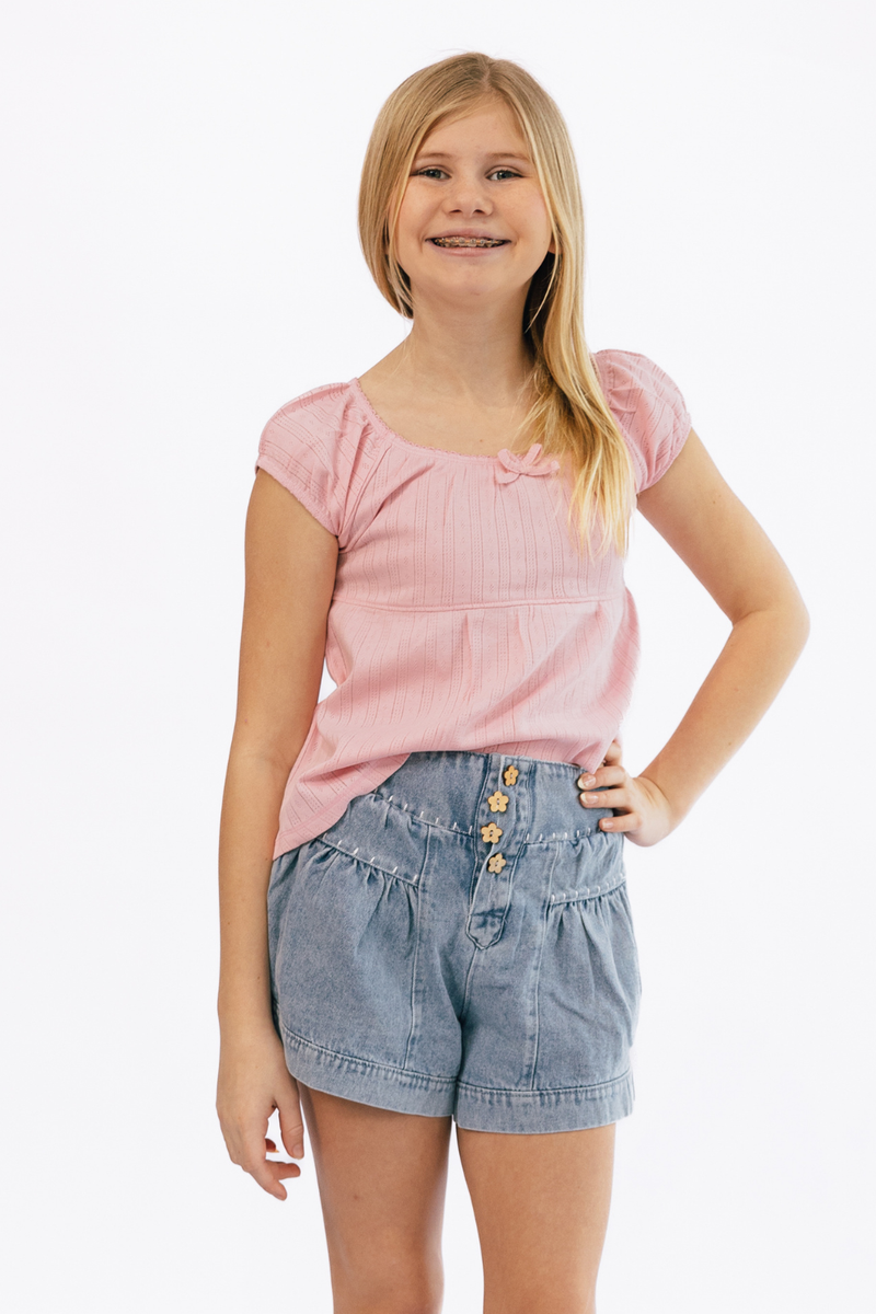 Girls High Rise Tiered Shorts by Peach Love California