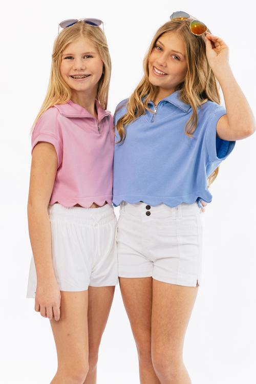 Girls French Terry Scallop Top by Peach Love California