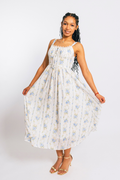 Floral Garland Sleeveless Corset Midi Dress